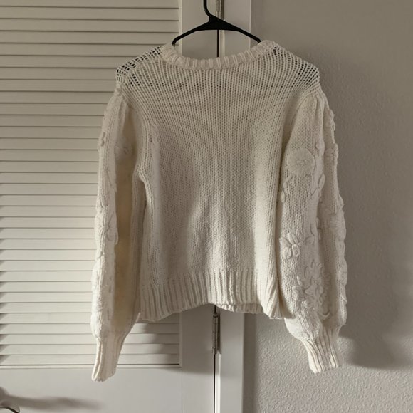 BLOGGER FAV ZARA Women Floral Embroidered Sweater 1957/002, White, Size S - Picture 2 of 8
